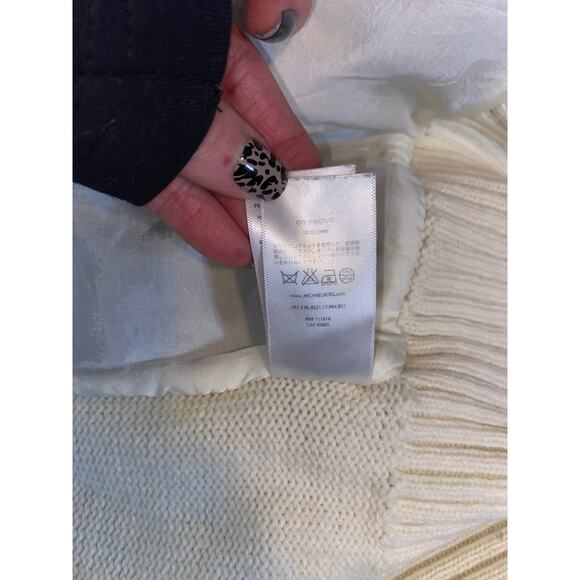 Michael Kors Faux-Fur Cream Button Front Sweater Vest size Small Brown Tan Fur - Picture 10 of 11